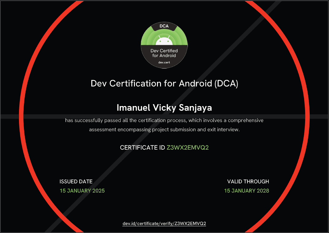 DCA Certificate